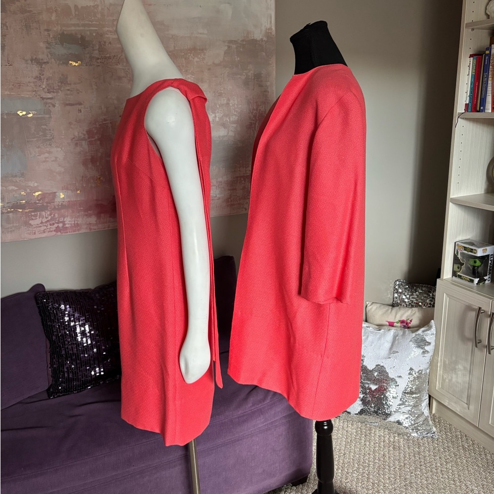 Handmade Coral Vintage Midi Dress and Jacket Set Size Medium (see measurements) - Picture 4 of 13